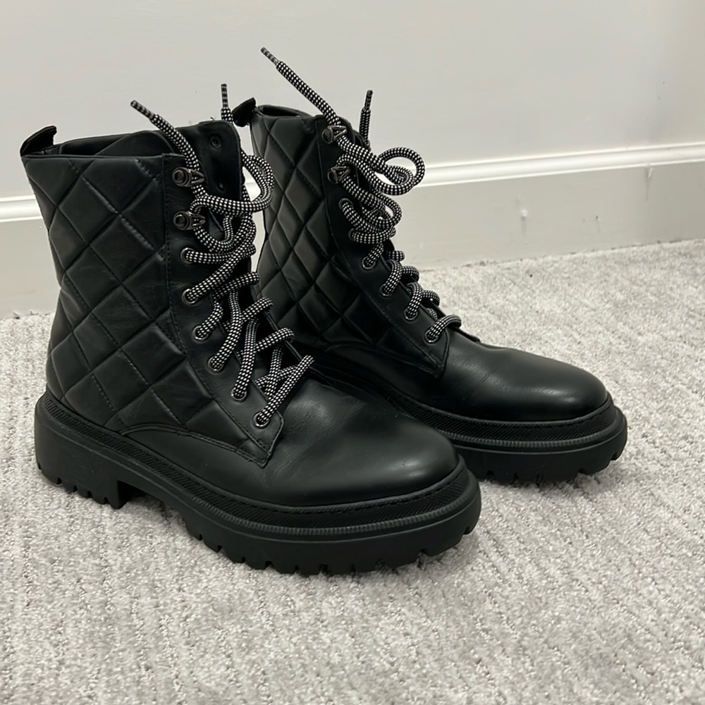 NEW never worn black leather boots from Italian shoemakerer M Gemi, size 9.5 M